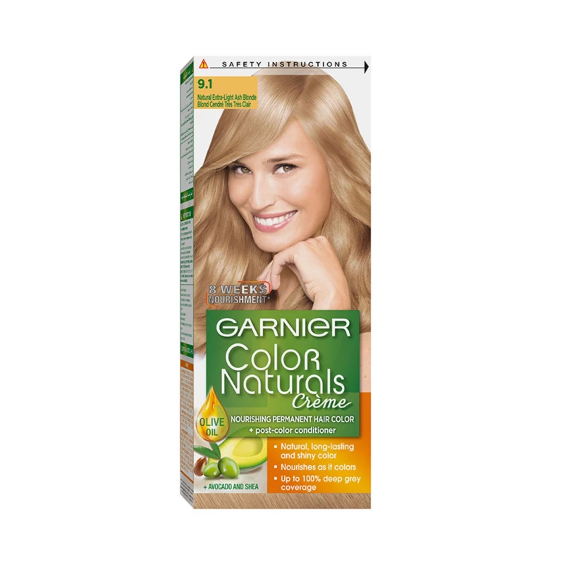 IMG_0061 صبغة أشقر رمادي فاتح للغاية غارنييه كولور ناتشورالز، # 9.1Garnier Color Naturals Nourishing Cream Hair Dye, #9.1 Natural Extra Light Ash Blonde - الصورة 1